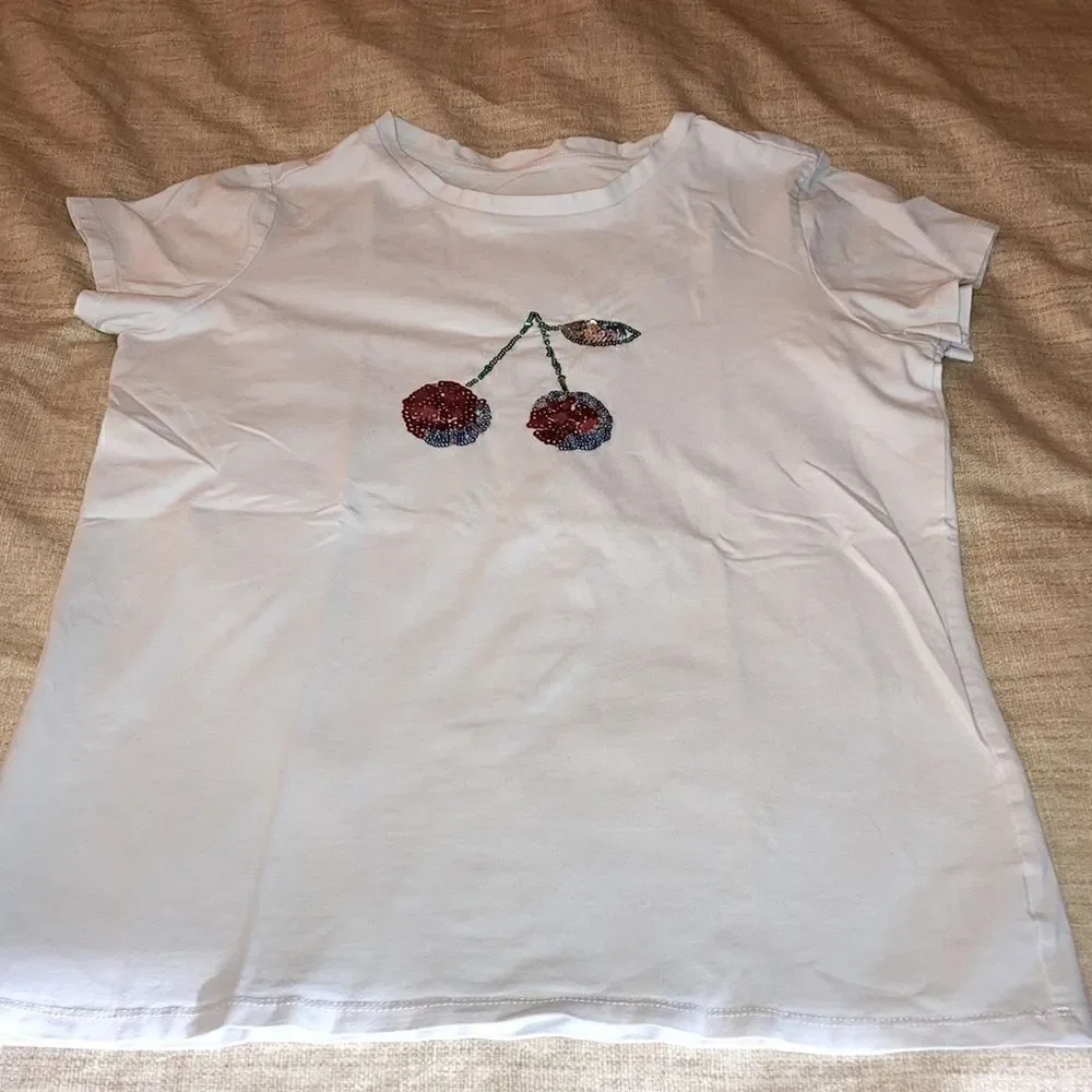 Girls Short Sleeve Top With Sequin Cherries on Chest. Size 12!!